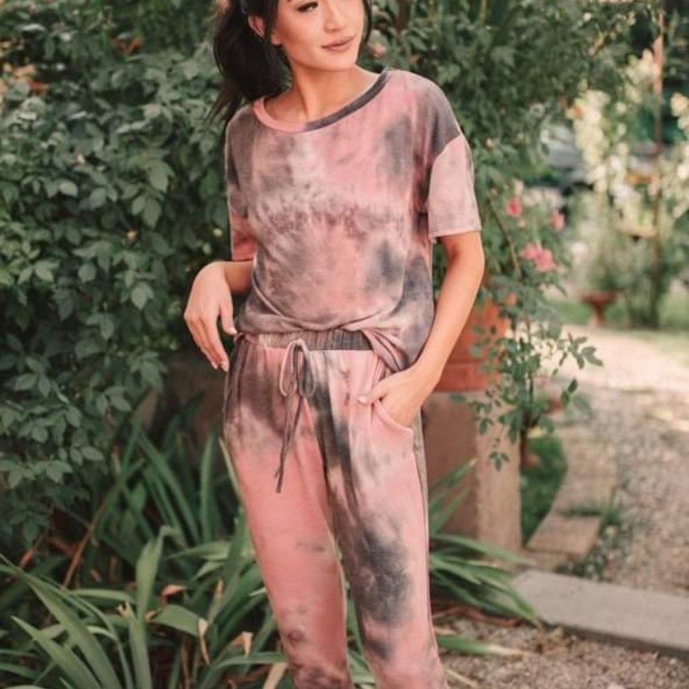 Pink and Grey Tie Dye Lounge Wear set